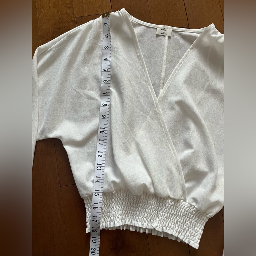 Wilfred by Aritzia White Smocked Waist Romantic Boho Soft Blouse Top XXS - Picture 5 of 8